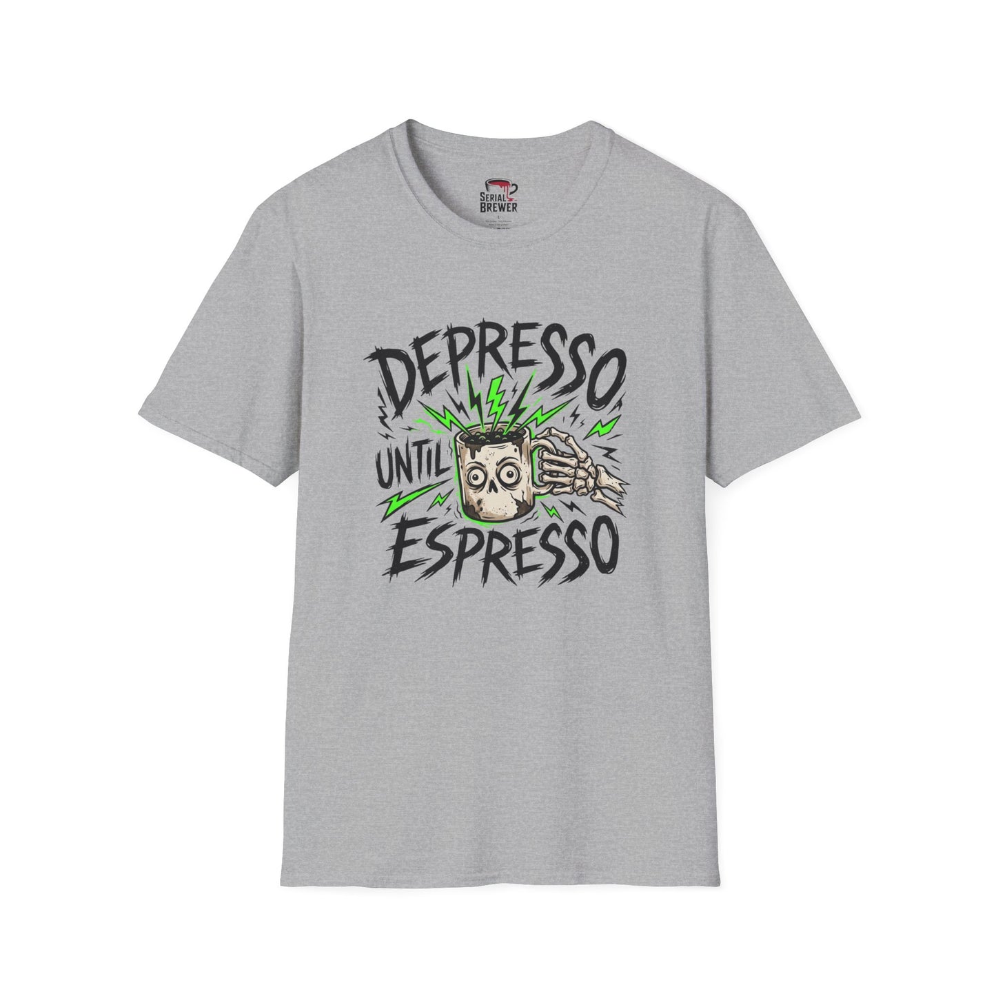 Depresso Until Espresso T-Shirt — Funny Coffee Lover Tee