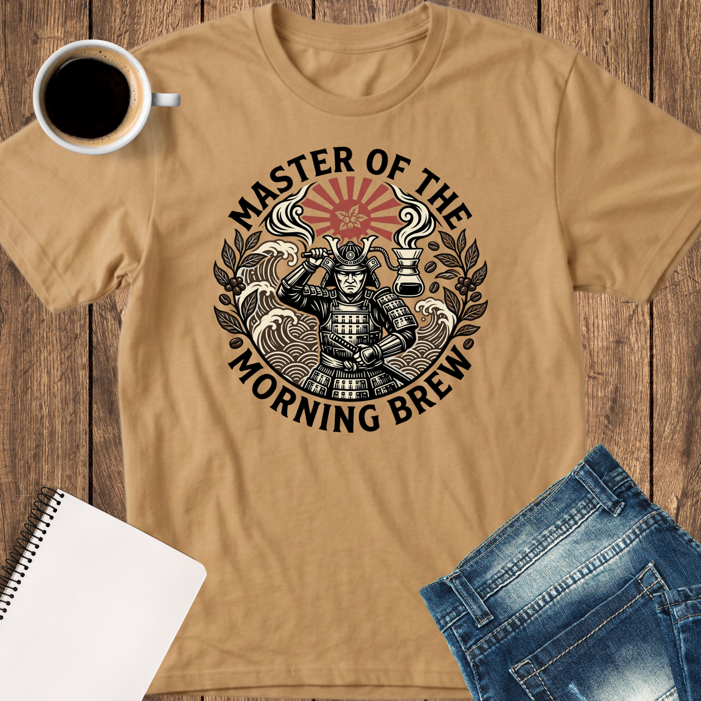 T-Shirt — "Master of the Morning Brew" Samurai Coffee Graphic Tee
