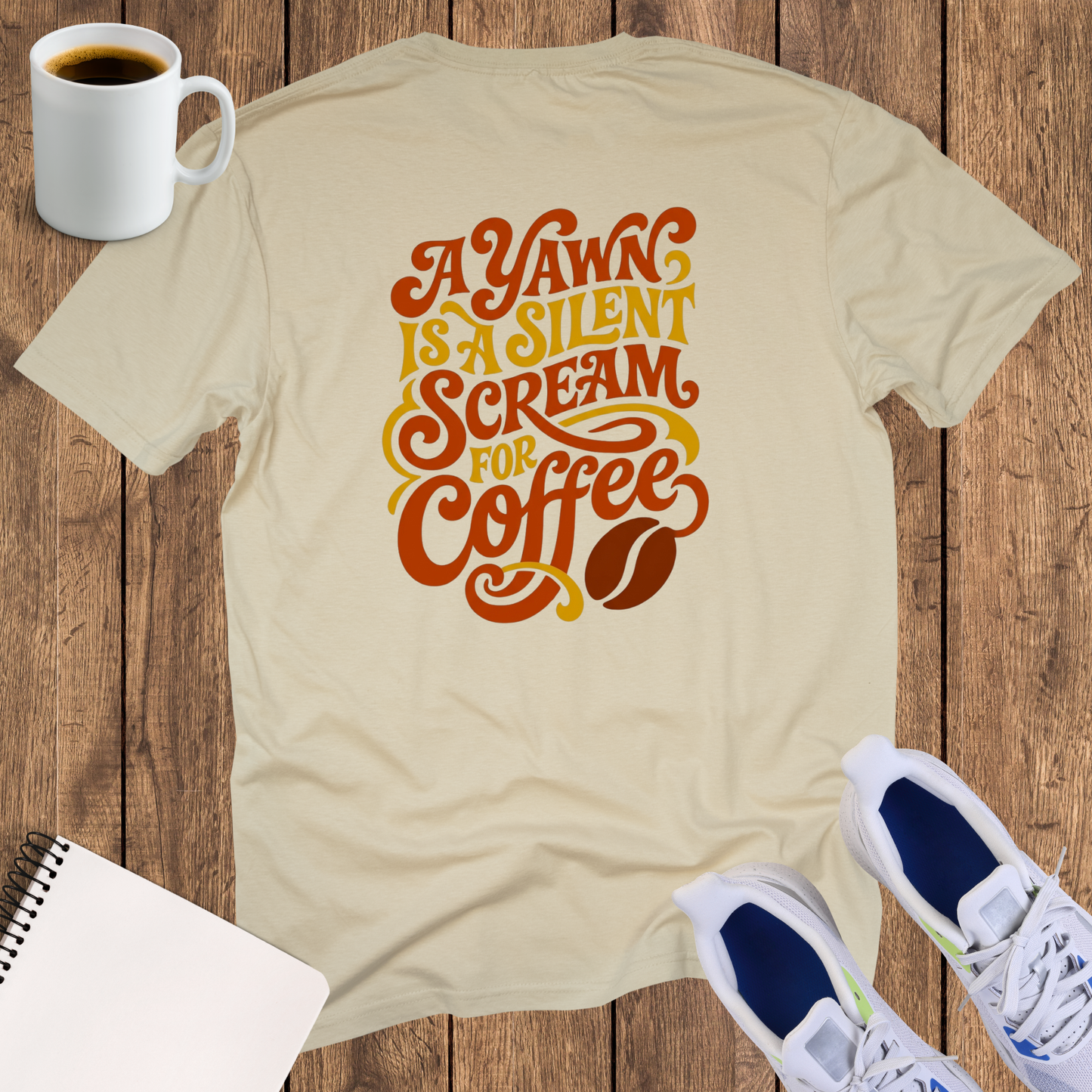 Coffee T‑Shirt — "A Yawn Is a Silent Scream for Coffee" Retro Graphic Tee
