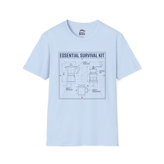 Essential Survival Kit T-Shirt — Coffee Gear Blueprint Tee