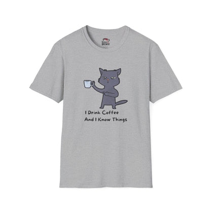 Cat Coffee T-Shirt — "I Drink Coffee And I Know Things" Cute Cat Graphic Tee