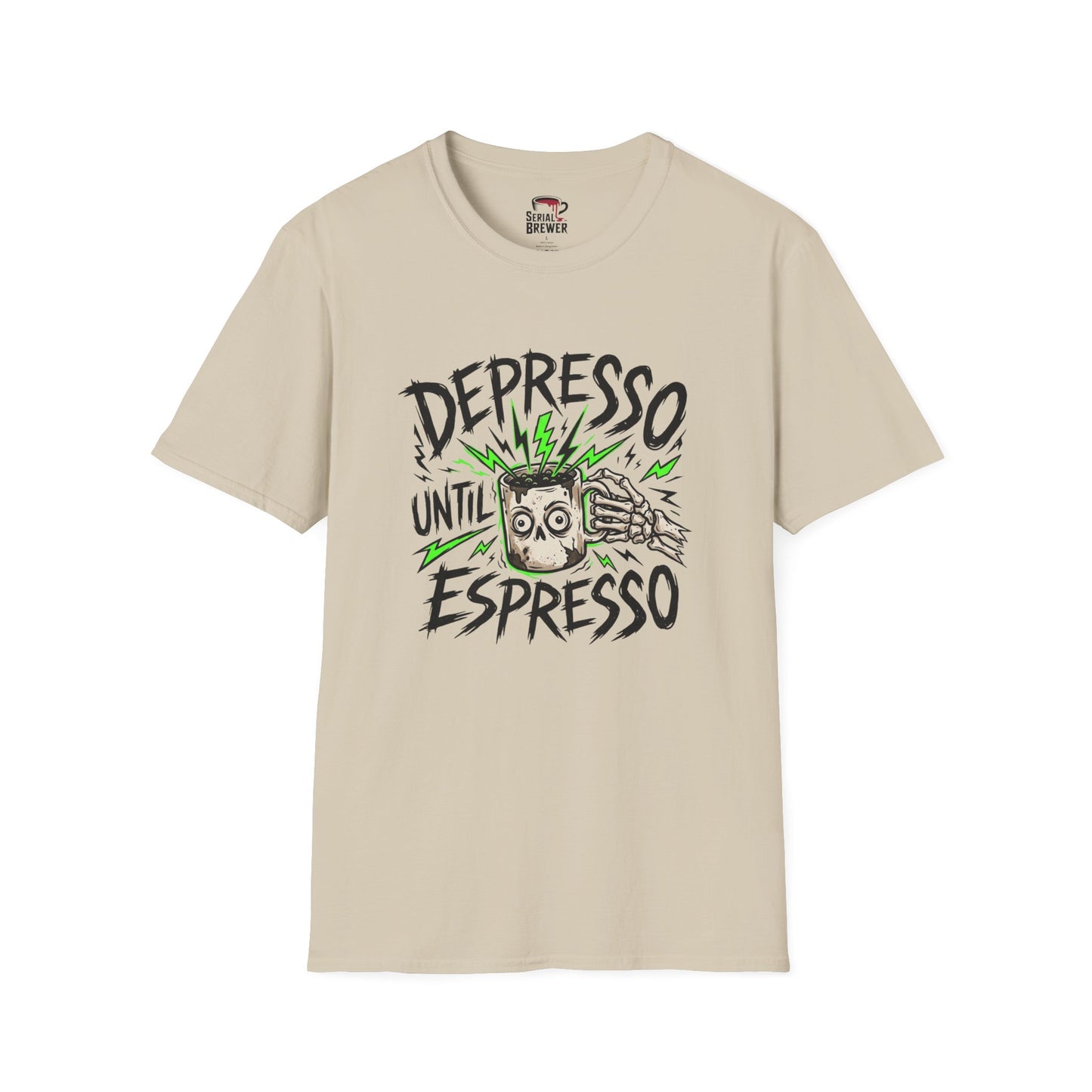 Depresso Until Espresso T-Shirt — Funny Coffee Lover Tee