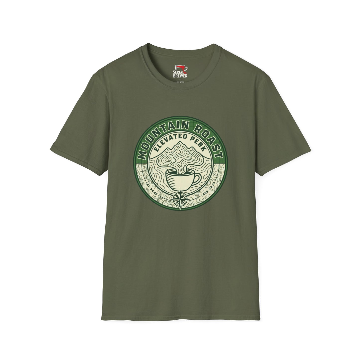Mountain Roast Coffee T-Shirt — "Elevated Perk" Vintage Coffee Tee