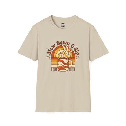 Slow Down & Sip Retro Coffee T‑Shirt