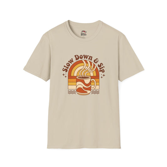 Slow Down & Sip Retro Coffee T‑Shirt
