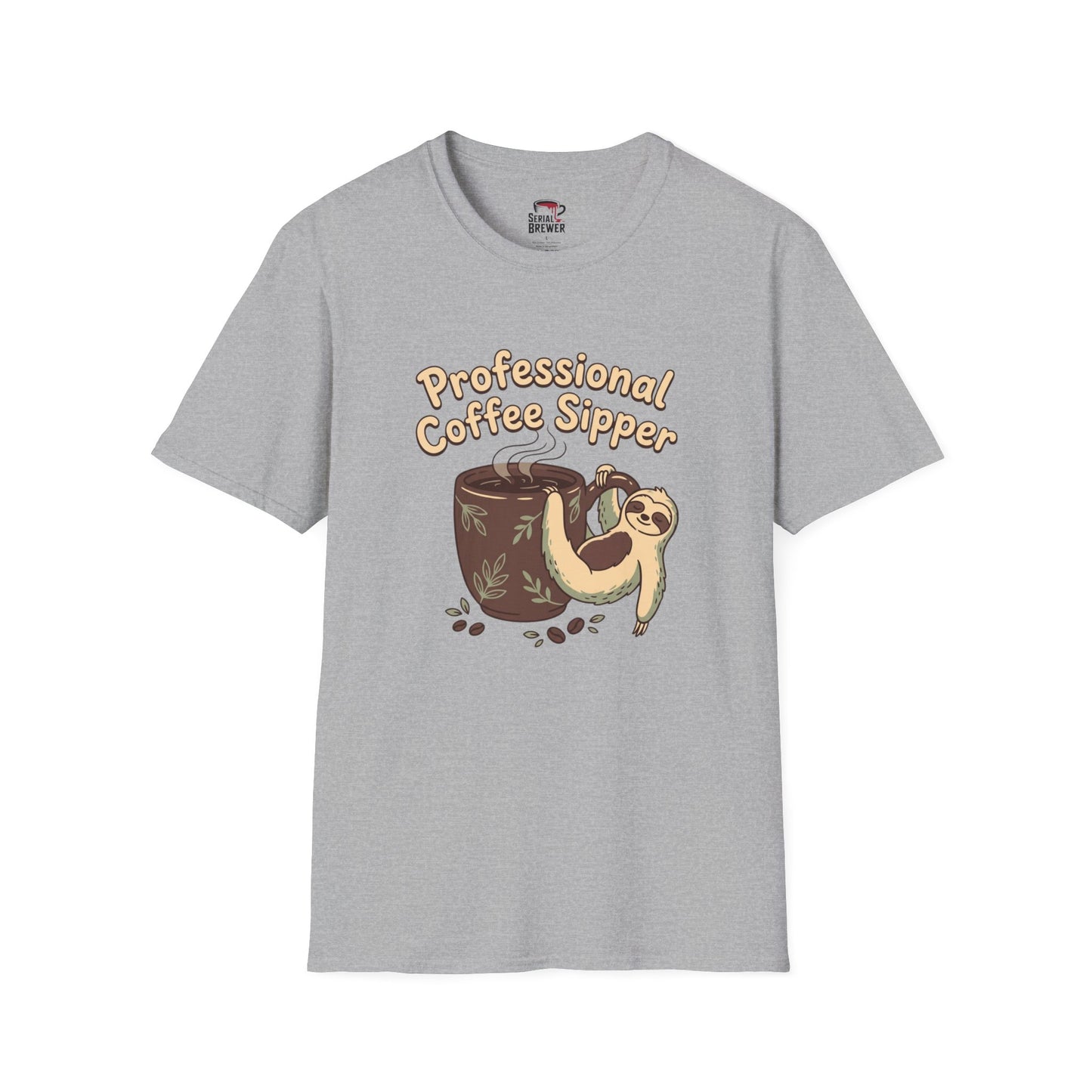 Professional Coffee Sipper T-Shirt — Cute Sloth Coffee Lover Tee