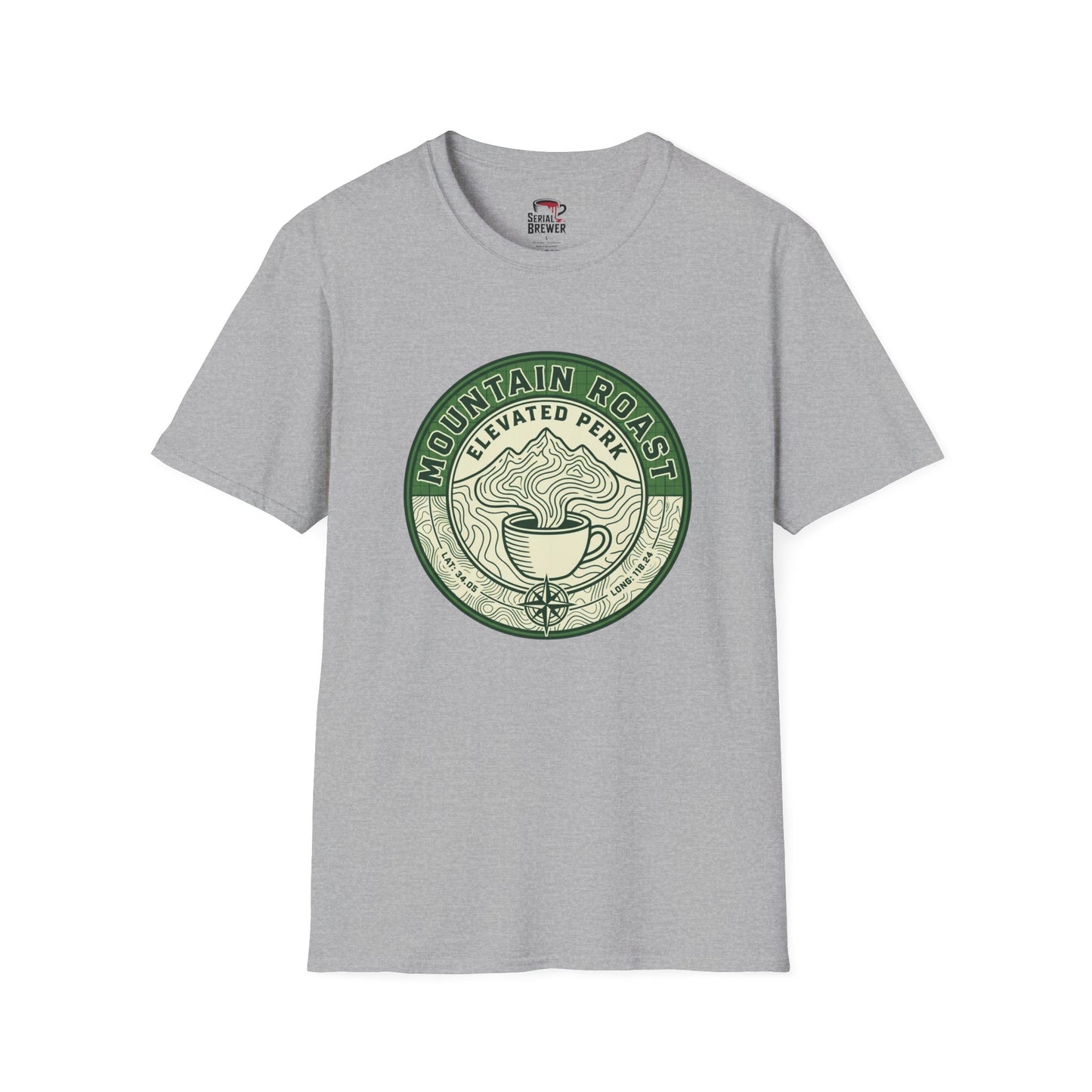 Mountain Roast Coffee T-Shirt — "Elevated Perk" Vintage Coffee Tee