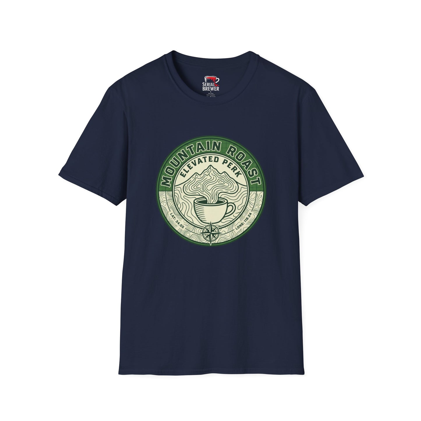 Mountain Roast Coffee T-Shirt — "Elevated Perk" Vintage Coffee Tee