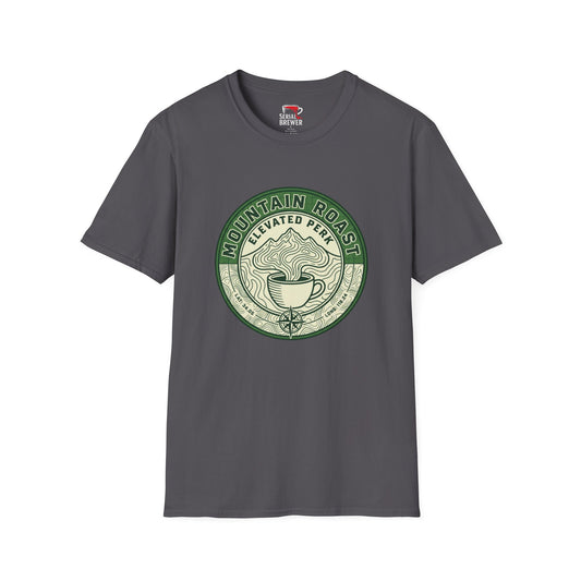 Mountain Roast Coffee T-Shirt — "Elevated Perk" Vintage Coffee Tee