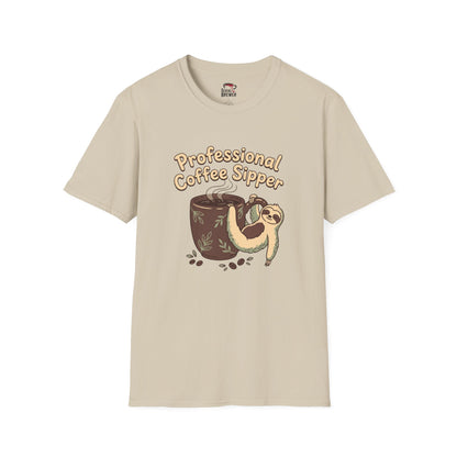 Professional Coffee Sipper T-Shirt — Cute Sloth Coffee Lover Tee