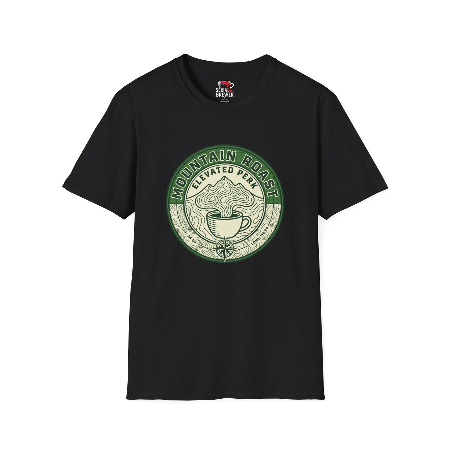 Mountain Roast Coffee T-Shirt — "Elevated Perk" Vintage Coffee Tee