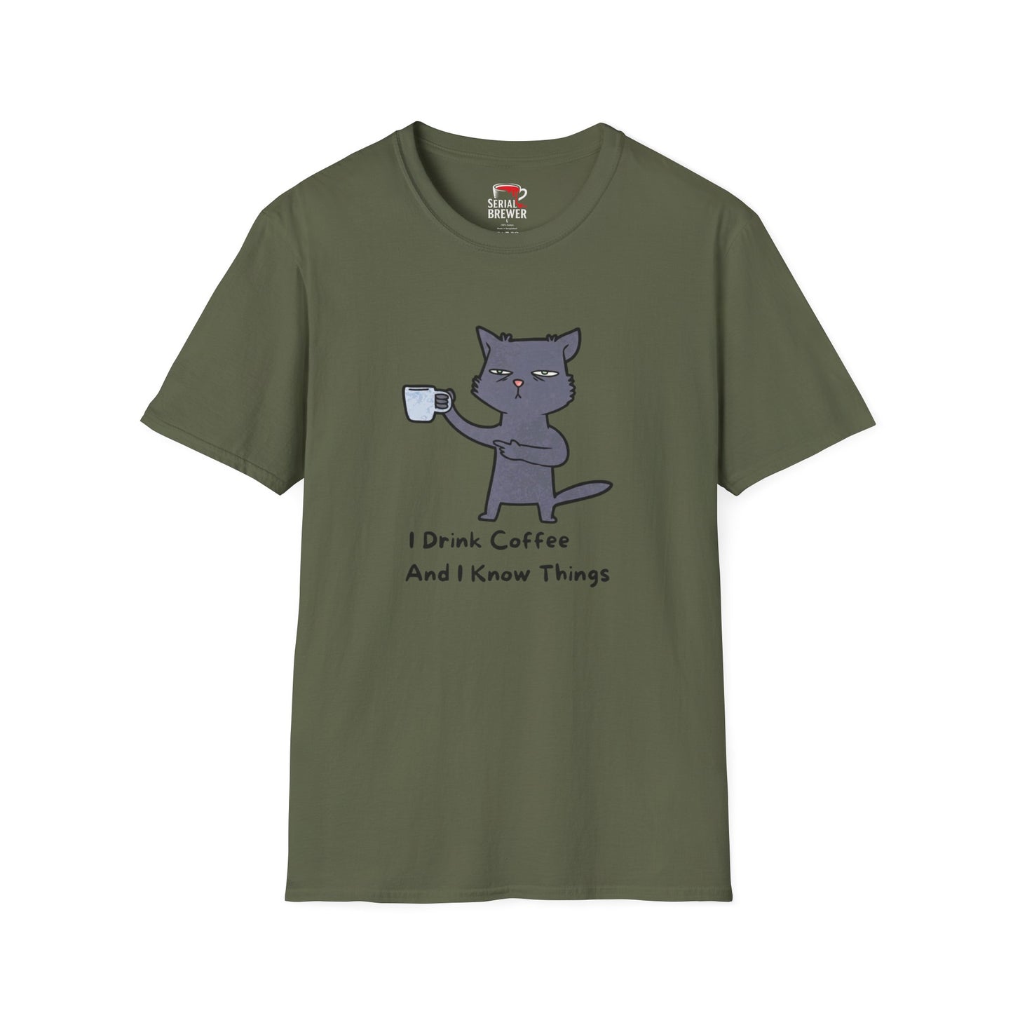 Cat Coffee T-Shirt — "I Drink Coffee And I Know Things" Cute Cat Graphic Tee