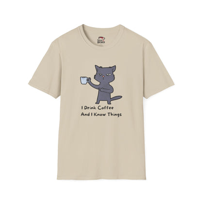 Cat Coffee T-Shirt — "I Drink Coffee And I Know Things" Cute Cat Graphic Tee