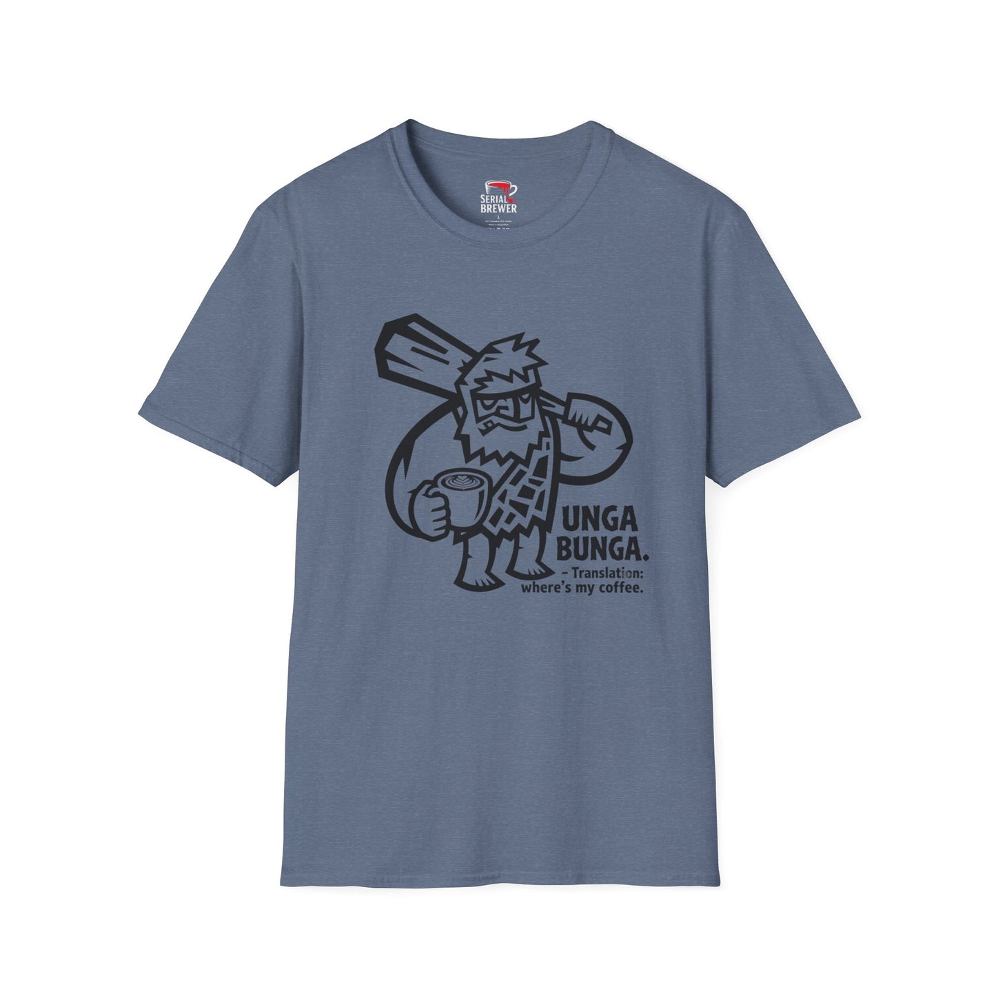 Caveman Coffee T-Shirt — "Unga Bunga, What's My Coffee?" Graphic Tee