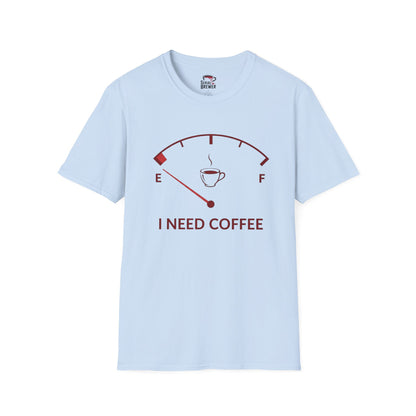 Coffee Gauge T-Shirt — "I Need Coffee" Funny Caffeine Fuel Tee
