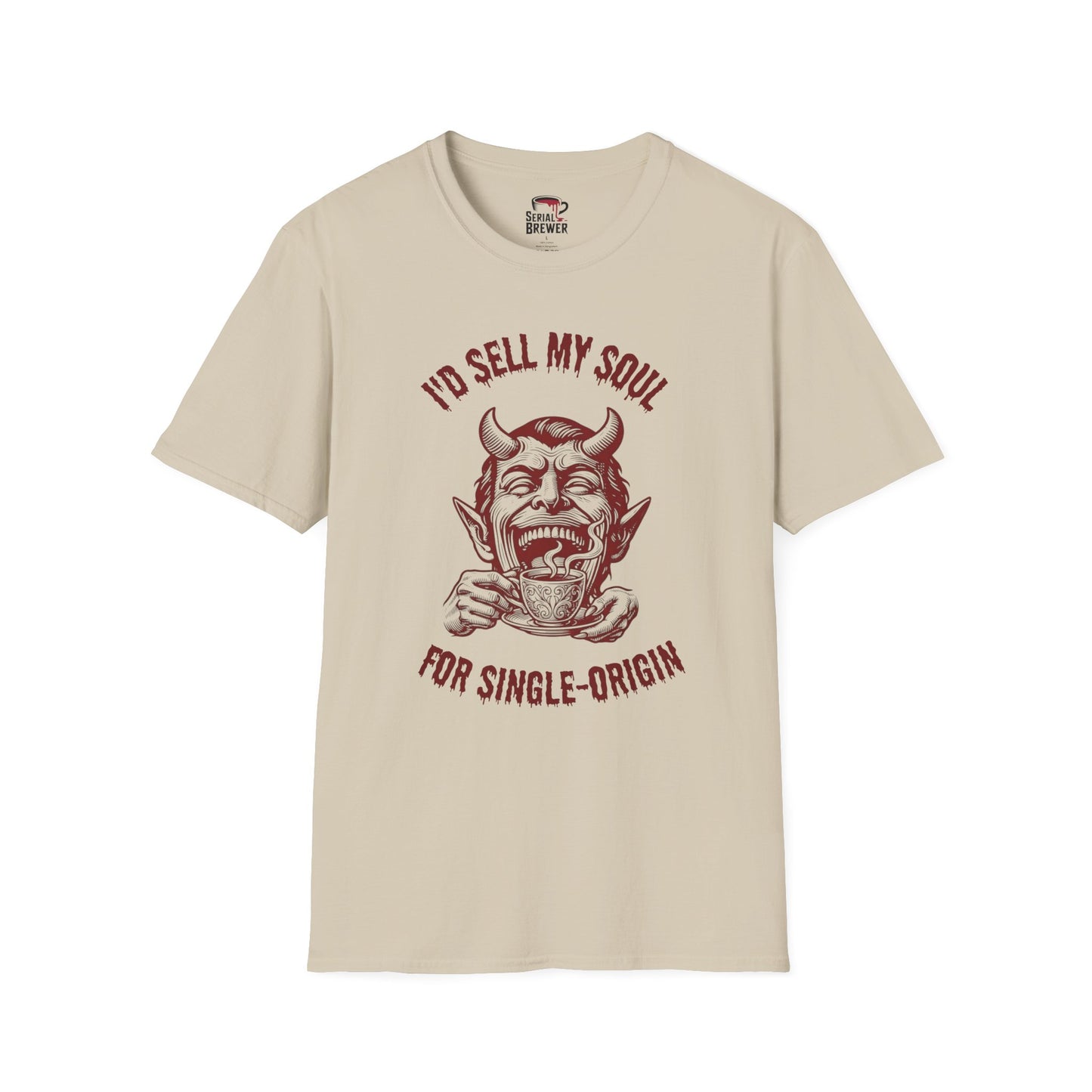 Coffee Lover T‑Shirt — "I'd Sell My Soul for Single‑Origin" Retro Devil Design