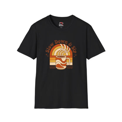 Slow Down & Sip Retro Coffee T‑Shirt