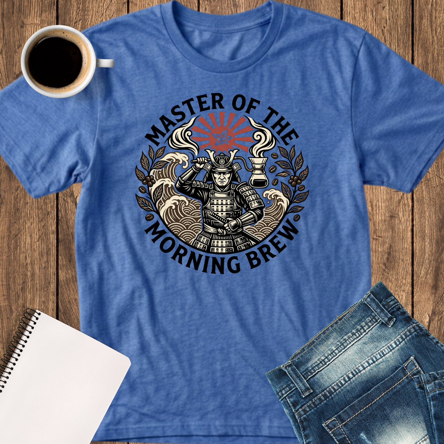 T-Shirt — "Master of the Morning Brew" Samurai Coffee Graphic Tee