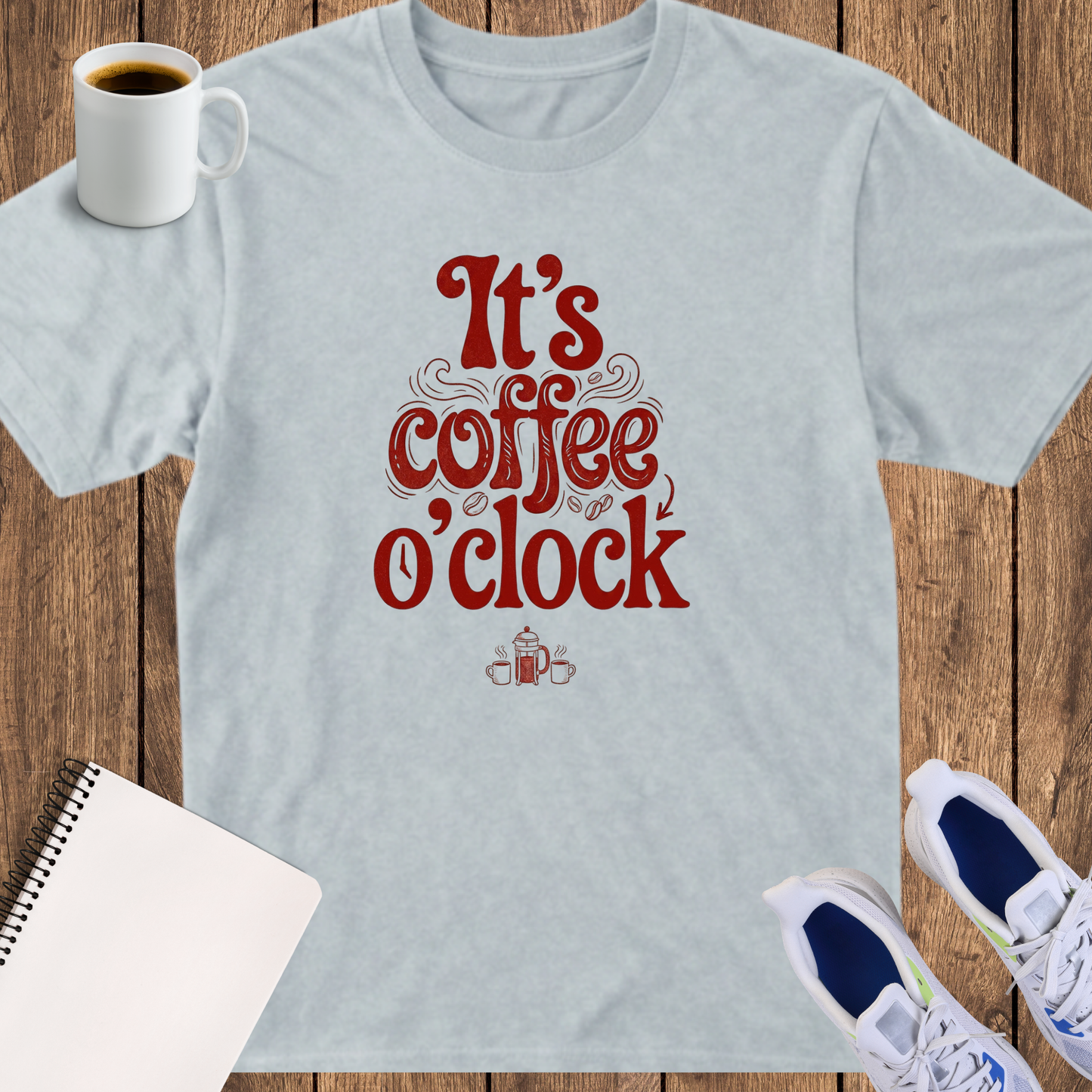 Coffee O'Clock T-Shirt — Retro "It's Coffee O'Clock" Graphic Tee