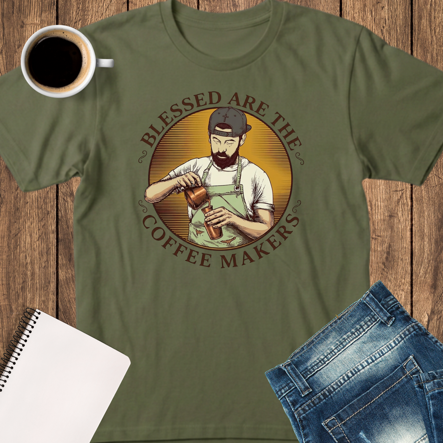 T-Shirt — Blessed Are The Coffee Makers Vintage Barista Graphic Tee