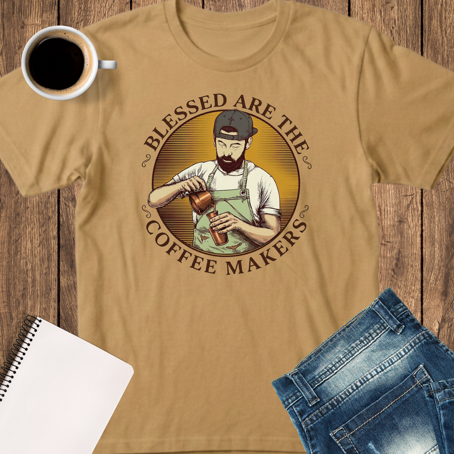 T-Shirt — Blessed Are The Coffee Makers Vintage Barista Graphic Tee