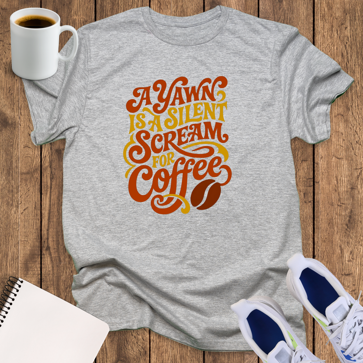 Coffee T‑Shirt — "A Yawn Is a Silent Scream for Coffee" Retro Graphic Tee